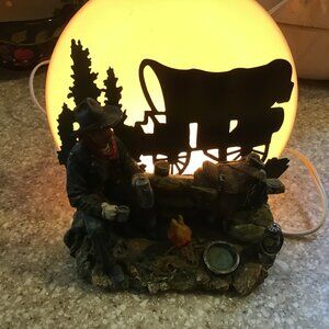 Vintage Western Cowboy Moonlight Bedside Table Lamp Night Light - Mancave Lamp